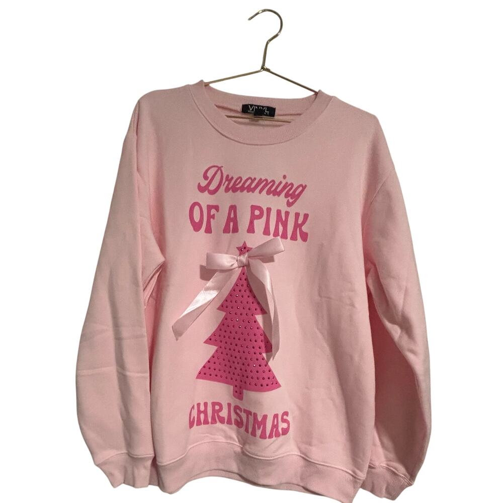 Pinkmas Coquette Christmas Gender Reveal Sweatshirt Size M